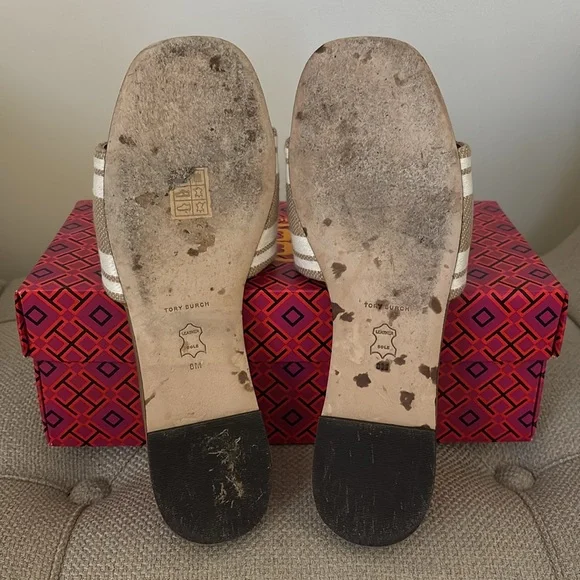 TORY BURCH Double T Jacquard Slide - Picture 7 of 7